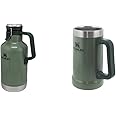 Stanley Classic Easy-Pour Growler 1,9 Liter / 64oz Hammertone Green – Thermoisolierter Edelstahl Growler - Hält Bier kalt & f