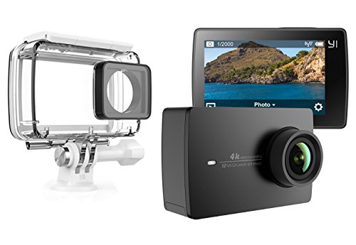 YI 4K Cámara de Acción/Deportiva/cámara de Video 4k WiFi Ultra HD con Carcasa Impermeable de Lente de Amplio ángulo con una Pantalla táctil de 2.19pies (EU Versión) (Negro)