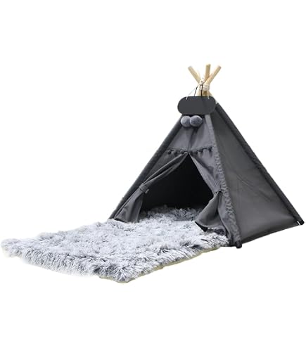 little dove Haustier-Tipi-Hund, Katzen-Bett,Haustier-Zelte, Häuser für Hund Katzent (mit Kissen) (L) Haustier