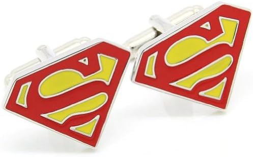 Beour White-Gold Color-Plated-Silver Color Two Tone Superman Cufflinks