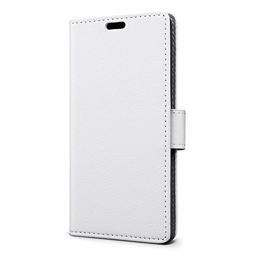 SLEO Funda BQ Aquaris U Lite BQ Aquaris U  Cartera Carcasa Piel PU Suave Flip Folio Caja Super Delgado  Estilo Libro Soporte Plegable y Cierre Magn  tico  para BQ Aquaris U Lite BQ Aquaris U - Blanco
