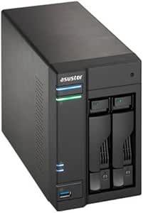 ASUSTOR AS6202T 2-Bay Intel Quad-Core NAS, 4 GB RAM (Expandable to 8 GB), Hot-Swap Support, Hardware Encryption, HDMI 4K Media Player, Hyper-Transcoding and 4 Free NVR Camera Licenses - Black