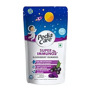 Pediacare Super Immuno Plus Elderberry Gummies, Tasty Immunity Builder for Kids above 2 Years, 10 Gummies