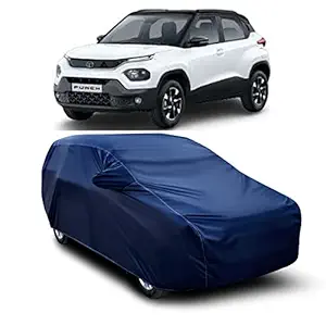JEHOVA Car Cover for Compatible with Tata Punch Pure - Water Resistent - Dust Proof Car Body Cover (Navy with Mirror Pockets)