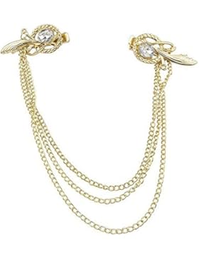 Hochzeit Haarschmuck Haar Clip Schmuck Haarkette Feder Strass Gold (HP010)