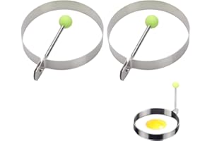 QEQSHQO Juego de 2 Anillas para Huevos para Freír, Acero Inoxidable, Antiadherentes, Fáciles de Retirar (8.5cm, Plata)