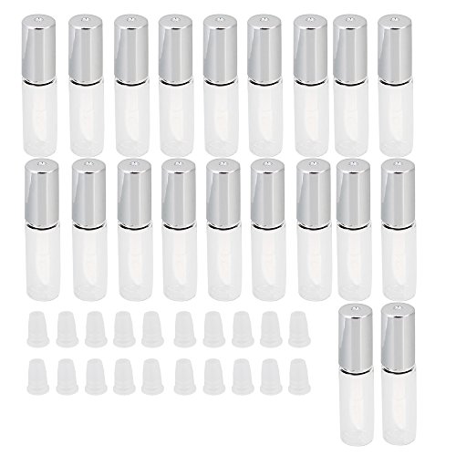 Silver Transparent 1.2ML Empty Plastic PET Clear Lip Gloss Tube Lip Balm Bottle Container Pack of 20