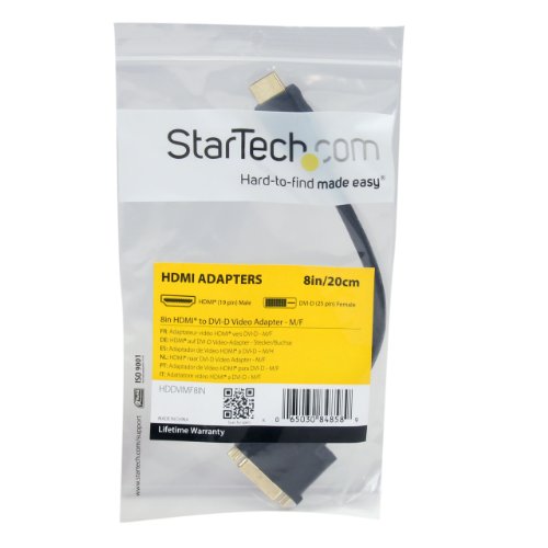 StarTech.com HDMI auf DVI Adapter 20cm – DVI-D (25 pin) (Buchse) zu HDMI (19 pin) (Stecker) – Monitor Dongle Adapterkabel - 5