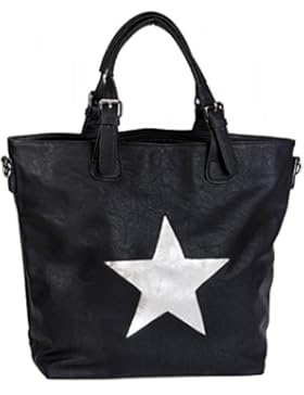 styleBREAKER Handtasche mit Stern Cutout und Ziernaht, glitzer Stern Schultertasche, Damen 02012065