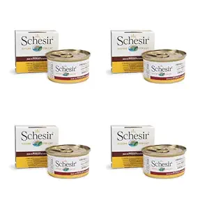 Schesir Nature Chicken Fillets & Rice Canned Wet Cat Food - 85g Each - Pack of 4