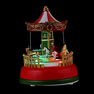 VOSAREA Christmas Carousel Music Box Light Up Merry- Go- Round Music Box Color Changing LED Revolving Musical Carousel Xmas Holiday Birthday Gift
