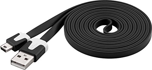 WireThinX USB Flachkabel (A-Stecker auf B-Mini-Stecker 5 polig) Schwarz 2,0 m