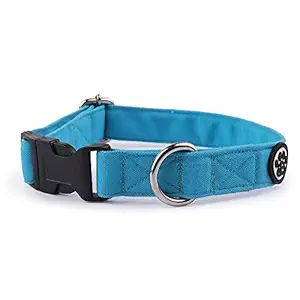 Dear Pet Classic Sky Blue Poly-Canvas Dog Collar for Small, Medium, Large Dogs (Medium) - (18-22 inch)