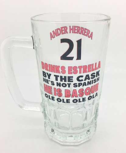 Ander Herrera, United, Terrace Songs, Comical, Funny Pint Glass, Beer Stein, Pint Glass, Herrerra Pint Glass, Herrera Beer Stein