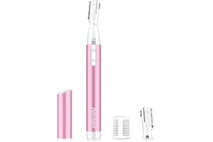 Upgraded Eyebrow Trimmer, Funstant Precision Facial Hair Trimmer for Women Battery-Operated Electric Eyebrow Razor with Comb No Pulling Sensation Painless for Face Chin Neck, Upper-Lip, Peach-Fuzz