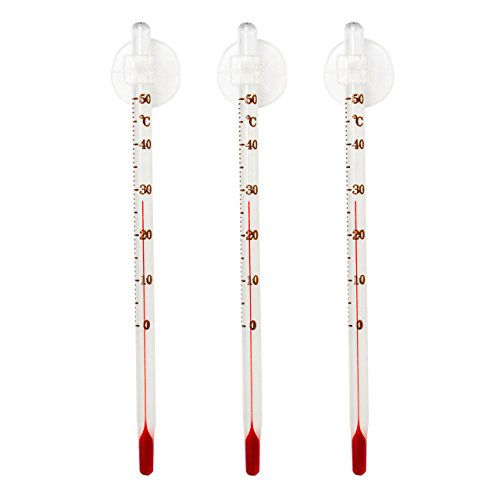 3 Stück Set Universal Glas Thermometer aus Deutscher Herstellung . Glasthermometer mit roter Weingeistfüllung Temperatur Anzeige 0 bis 40 °C