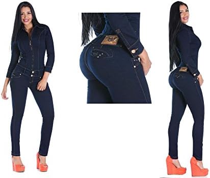 Women's beautiful figure forming denim one piece overall with our own backside-lifting and firming unique design, Wonder Push-Up Skinny Slim Fit.