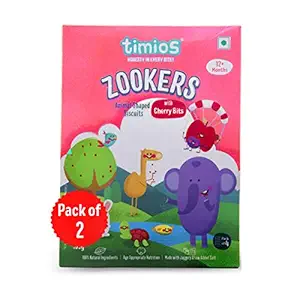 Timios Zookers Kids Animal Shaped Biscuits Cherry Bits Pack of 2
