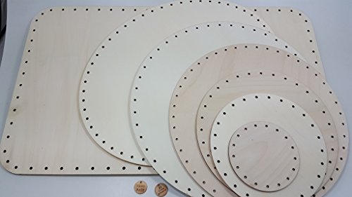 3 Peddigrohr Böden 9 cm rund, mit Handmade Holzlabel - 2