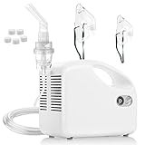 Personal Compact Compressor Cool Mist Inhalator Kit for Kids and Adults, Lightweight Inhaler Steamer Machine with Air Tube, Masks, Mouthpiece and Extra Air Filters