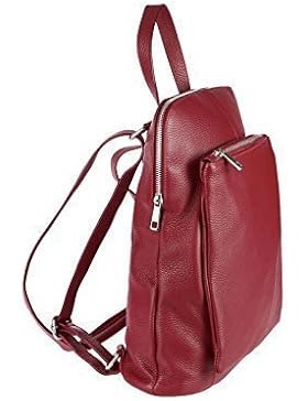 OBC Made in Italy Damen echt Leder Rucksack Daypack Lederrucksack Tasche Schultertasche Ledertasche Handgepäck...