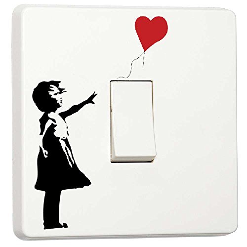 stika.co Banksy-Mädchen mit Ballon Lichtschalter-Sticker, Vinyl