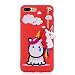 Produktbild iPhone 8 PLUS / 7 PLUS Hülle, iPhone 8 PLUS / 7 PLUS 3D Karikatur Handyhülle, Carols Einhorn-Anhänger Dünnes Weich Silikon Cartoon-Case Cover Stoßfeste Anti-Rutsch Schutzhülle, Backcover Handy-Tasche Bumper Phone Etui für iPhone 8 PLUS / 7 PLUS - Rot