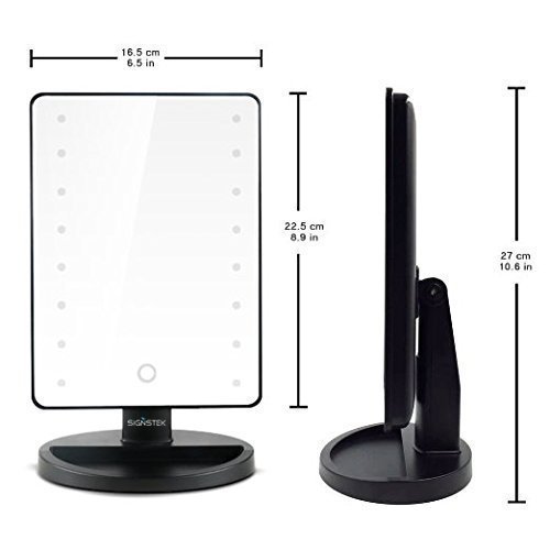 Signstek 16 LED batteriebetriebene Kosmetikspiegel 10 X Vergrößerungsfleck drehbar Schminkspiegel mit Beleuchtung für Make up, Schwarz - 4