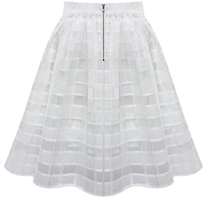 Women Skirt, Women High Waist Zipper Ladies Tulle Skirt (M, White)