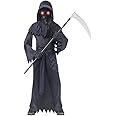 WANNA PARTY WP Polyester Halloween Grim Reaper Costumes for Adults with Light Up Eyes,Ghost Robe Costume Scary Ghost for Halloween Party,Scary Halloween Costumes Black