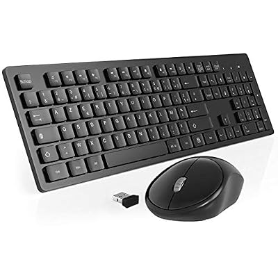TedGem Clavier Souris sans Fil USB, 2,4Ghz Clavier Souris sans Fil Clavier sans Fil avec Souris 105 Touches Clavier sans Fil avec Récepteur USB Clavier USB pour Windows XP / 7/8/10, Vista et Mac