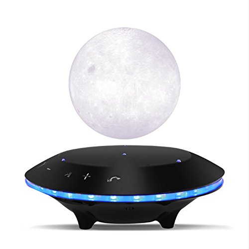 Preisvergleich Produktbild NSOP 3D-Magnet Aufhängungs Lautsprecher, Simulation Moon Light USB-Aufladung Drahtloser Bluetooth-Sound Für Mini-Handy, Computer,Black