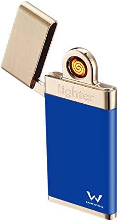 LorWing Slim Lighter Electric USB Rechargeable Flameless Windproof Perfect Gift of Electronic Lighter for Cigarette ( Blue )