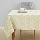 tischdecke 220 x 130 weihnachten 100 Prozent Polyester Deconovo Tischdecke Lotuseffekt Tischtücher Wasserabweisend Tischwäsche 130x220 cm Creme