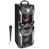【Sonido HIFI】: este reproductor MP3 ofrece un sonido muy limpio y con más volumen. El sistema de altavoces bluetooth portátil es adecuado para cualquier eventos.