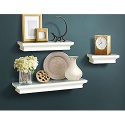 AHDECOR Étagères murales flottantes de Stockage Décoratives en MDF Ensemble de 3, Blanc