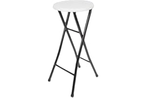 Generico Sgabello pieghevole da bar Sedia da cucina Sgabello pieghevole Sedia da bar diametro 31 cm altezza seduta ca. 70 cm portata fino a 100 kg Metallo/plastica (Nero/Bianco 1 pezzo)