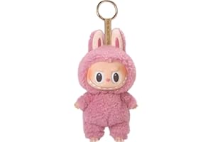 GENERIC Labubu Plush Keychain, The Monsters Labubu Plush Figure Doll Keychains, 6.7in Popmart Zimomo Labubu Plushies Toy Keychain for Girls Boys Fans Halloween Christmas Birthday Gifts (Pink Labubu)