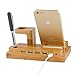 Price comparison product image i.Valux 4-USB Port Bamboo Wood Charging Dock, Charge Stand Station/Cradle Holder for Apple Watch, iPhone, iPad, Smartphones and Tablets