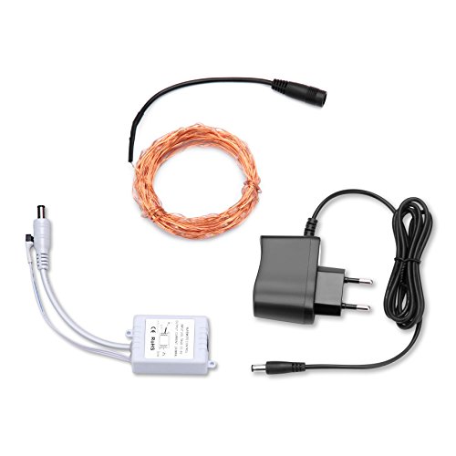 LOPOO Lichterkette Warmweiß LED String Kupferdraht Leucht 100er Dekoration Beleuchtung mit Fernbedienung für Neu Jahr , Innen Haushalt , Hof , Party , Hochzeit (Warmweiß) - 6