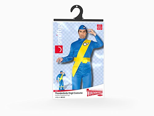 Smiffys Men's Thunderbirds Virgil Costume, Jumpsuit, Hat, Boot Covers & Sash, Size: M, Color: Blue, 28919