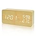 Produktbild fibisonic Wecker Alarm Uhr Wecker LED Avex Digitaler Anzeige von Temperatur/Feuchtigkeit/Kalender, Wecker Digital mit bedienbar des USB Sound/Akku AAA BambouBlanc