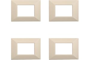 ZOREI 4 Pezzi Placche Compatibile Con Bticino Axolute, Modello Quadrato Serie Stile Piramide (3 Posti/Moduli, Sabbia)