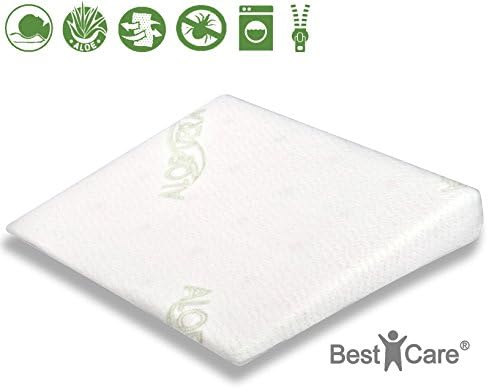BestCare® - Made in The EU - High Quality, Pressure Relieving and Breathable, Memory Foam Baby Wedge Pillow, 4 Sizes for Crib Carrycot Cot Pram Moses Basket Aloe Vera Cover, Size:60x36 cm (Large)