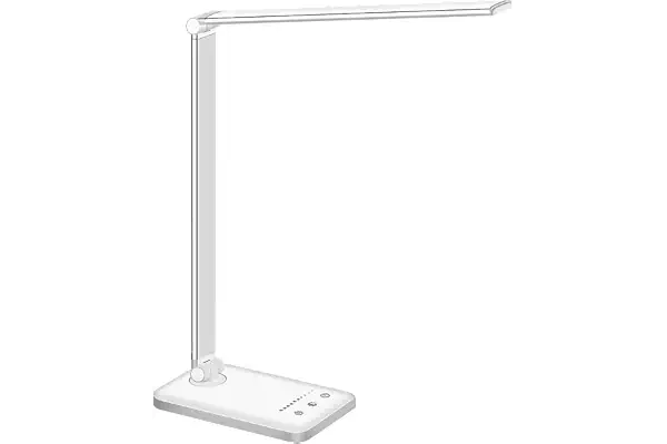 SLATOR Lámpara Escritorio LED, Flexo de Escritorio (Cuidado Ocular, Puerto USB, 5 Modos,10 Niveles de Brillo,Temporizador de 30/60min, Función de Memoria)