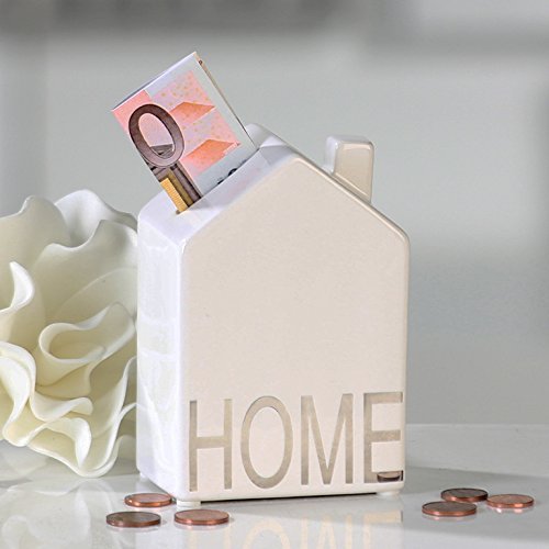 Spardose Home weiss / silber Porzellan Höhe 12cm - 2