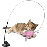 AEE&reg; Ultra Esnek Yaylı Kedi Oltası Vantuzlu &Ccedil;elik Telli Kedi Oyuncağı T&uuml;yl&uuml; Av Oyuncağı