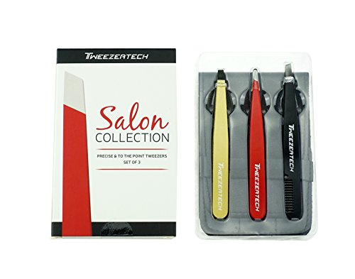 Tweezertech Professional Salon Grade Set Of 3 Precision Tweezers With Free Case