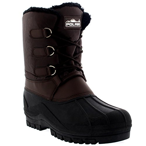 Hombre Cordones Corto Nylon Invierno Nieve Lluvia Cordones Pato Botas - BRO42 - AYC0142