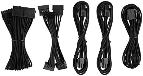MSPARK 18AWG Sleeved PSU Extension Premium Cable Kit 24 PIN, 8 PIN, Dual 6+2 PSU And SATA Cables